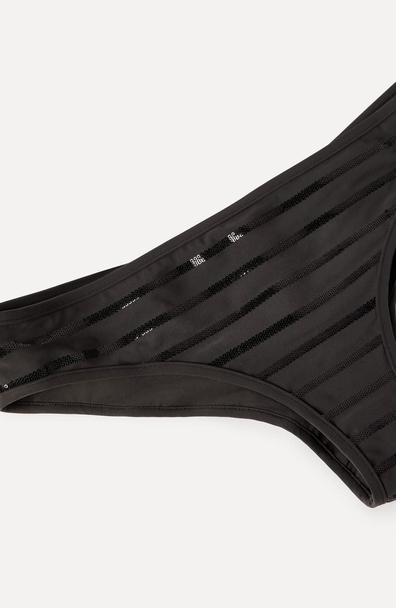 Brunello Cucinelli Dazzling stripes bikini bottoms, Alternate, color, Lignite Grey