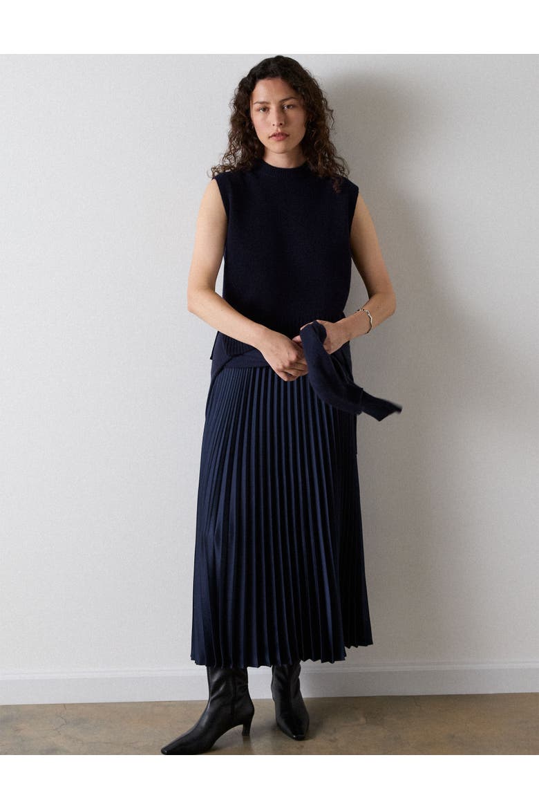 Sleeveless Knitted Boxy Fit Tank, Alternate, color, Navy