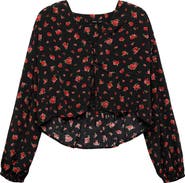 MANGO Floral Tie Front Top