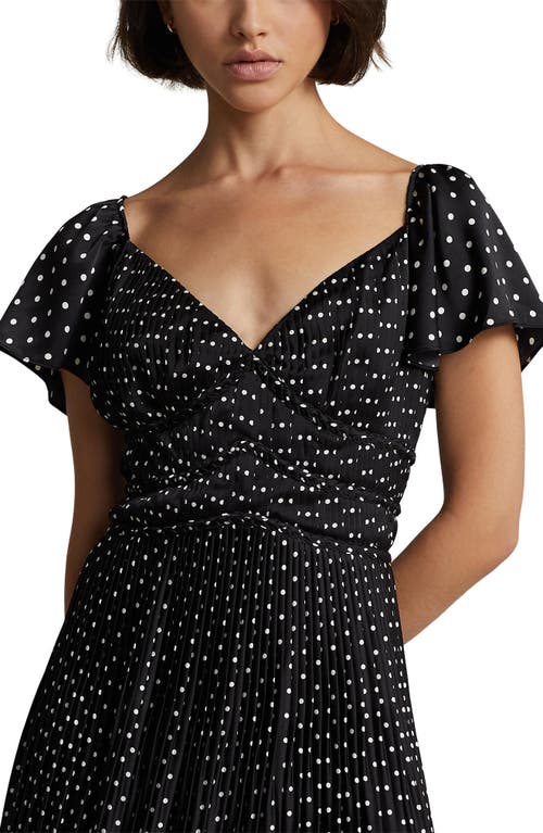 Shop Ralph Lauren Shirred Maxi Dress In Holiday Black Dot Multi