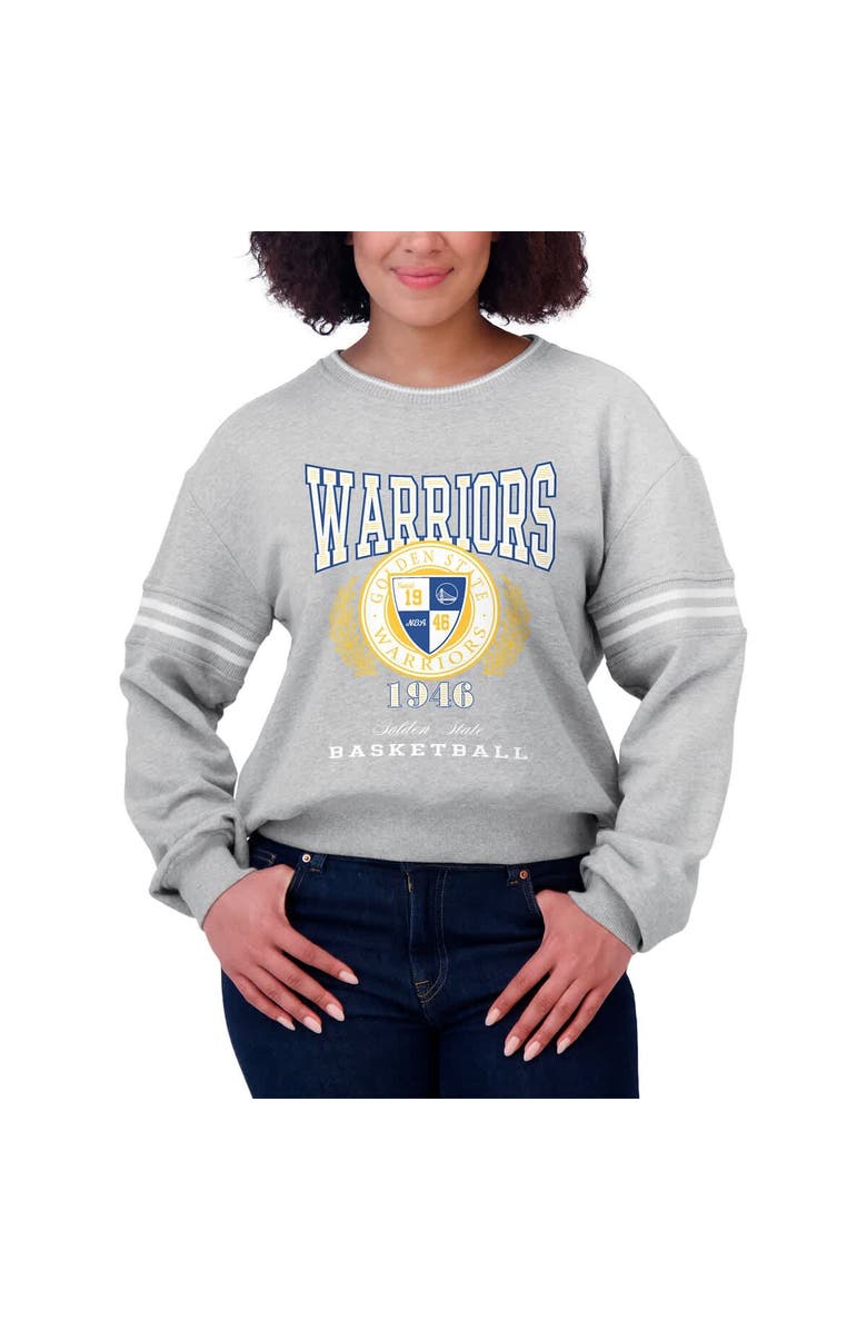 WEAR by Erin Andrews Women's WEAR by Erin Andrews Heather Gray Golden State Warriors French Terry Pullover Sweatshirt, Alternate, color, Heather Gray
