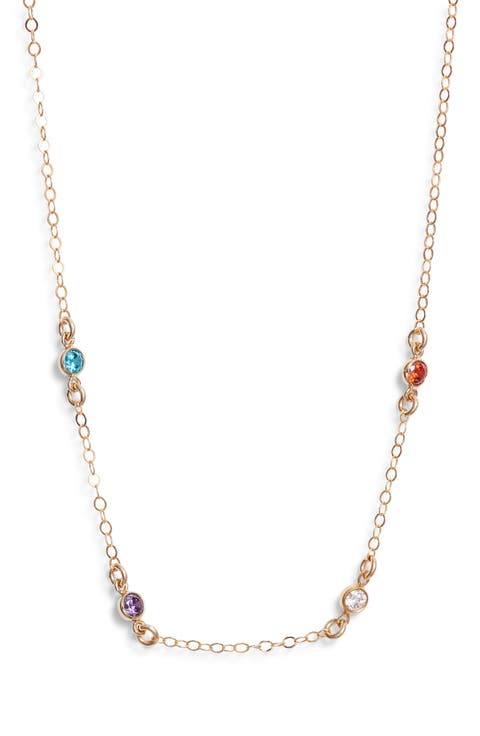 Multibirthstone Station Necklace