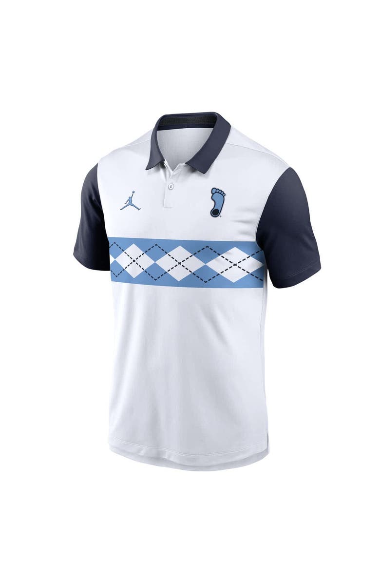 Jordan Brand Men
s Jordan Brand White/Navy North Carolina Tar Heels Athletic Prep Alt Logo Vapor Performance Polo, Alternate, color, White
