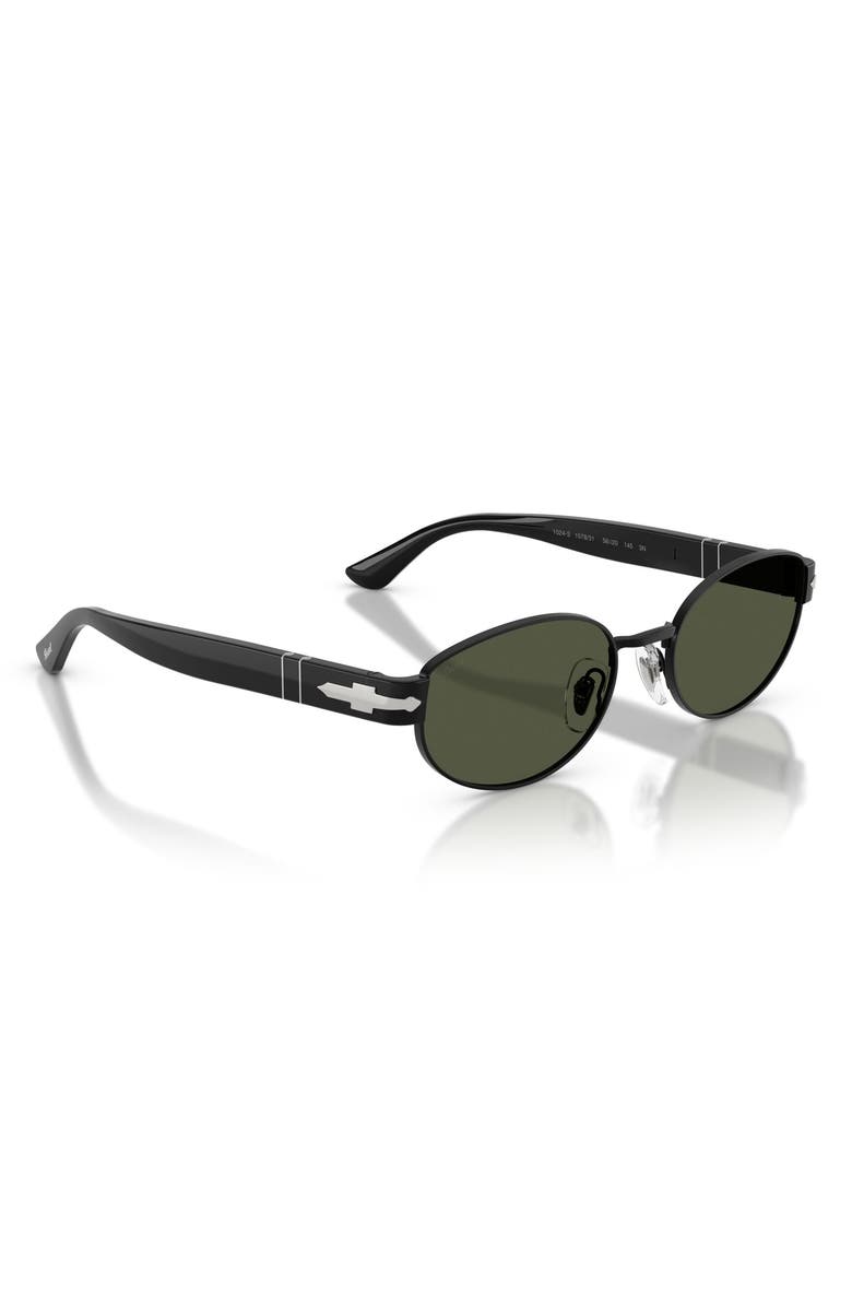 Persol 56mm Oval Sunglasses, Alternate, color, Black / Green