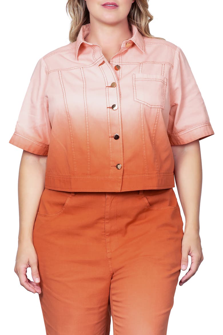 Dip Dye Crop Jacket, Main, color, CORAL