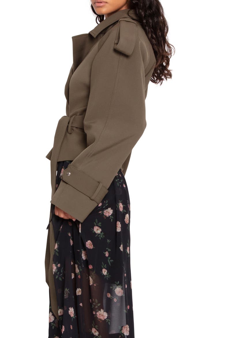 Fast Car Crop Trench Coat, Alternate, color, MILITARY