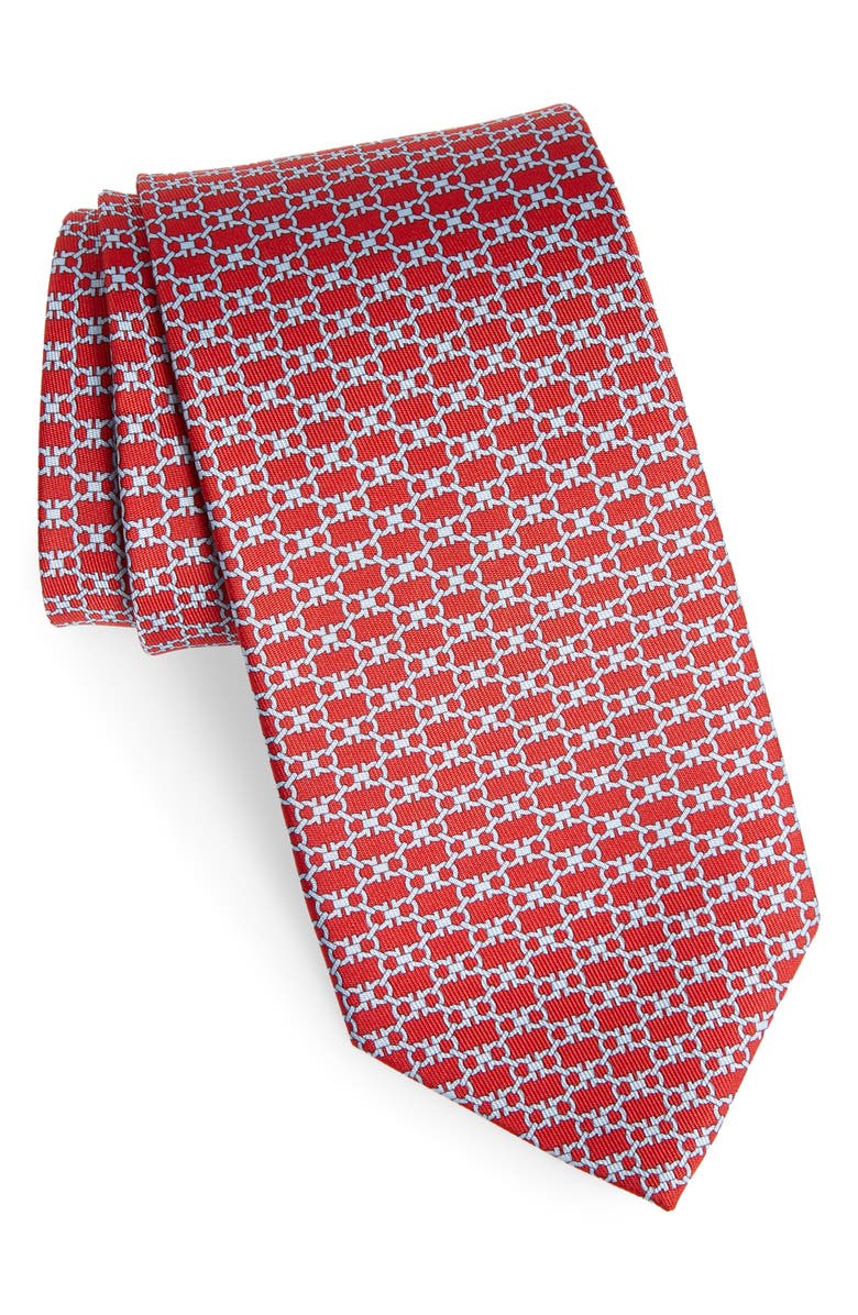FERRAGAMO Salvatore Ferragamo Interlocking Gancini Print Silk Tie, Main, color,