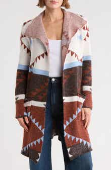 Joseph A Geometric Open Front Sweater Coat