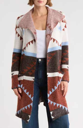 Joseph A Geometric Open Front Sweater Coat