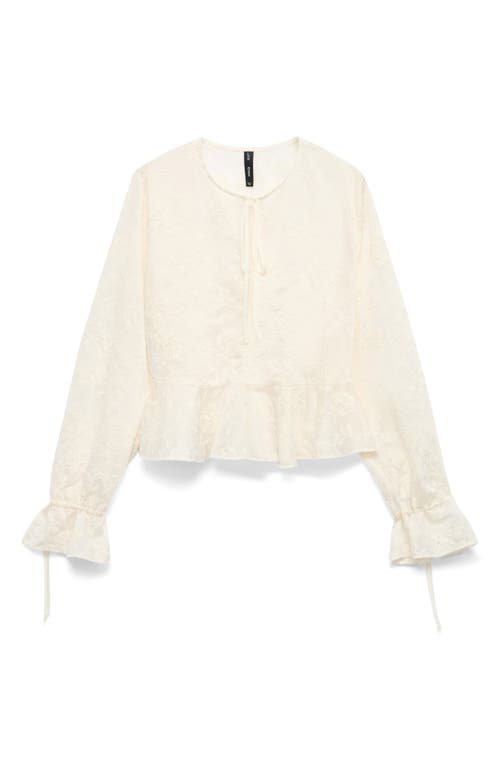 Mango Embroidered Woven Shirt In White