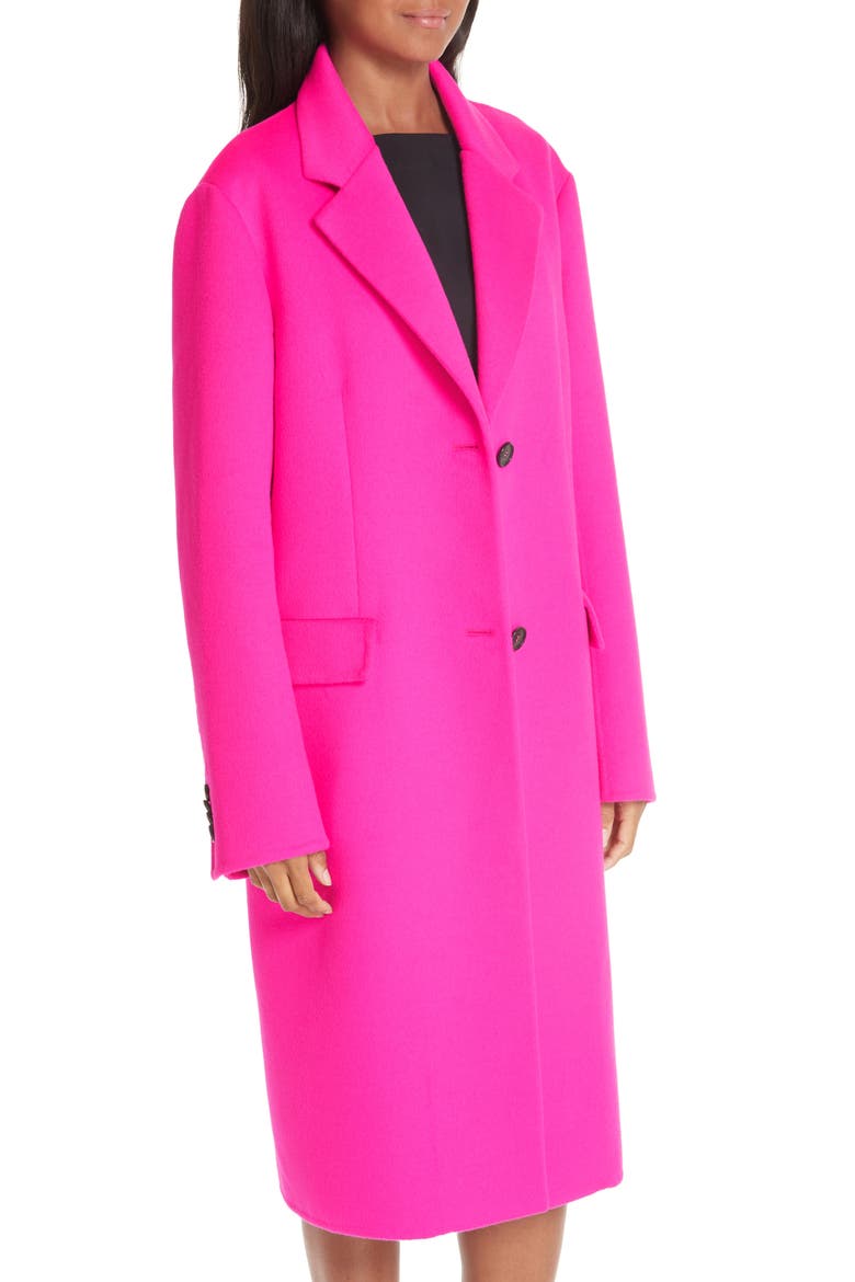 Wool, Angora & Cashmere Coat, Alternate, color, FLUO FUCHSIA