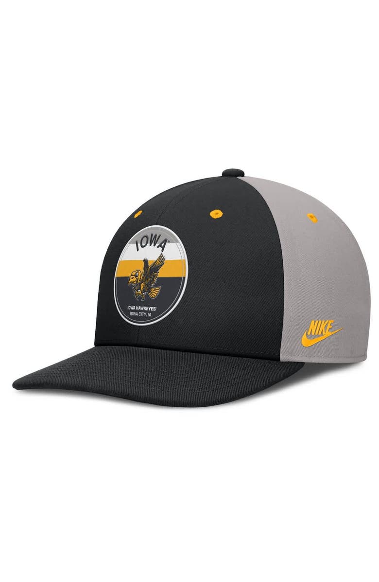 Nike Men's Nike Black/Gray Iowa Hawkeyes Prep Pro Performance Snapback Hat, Main, color, 