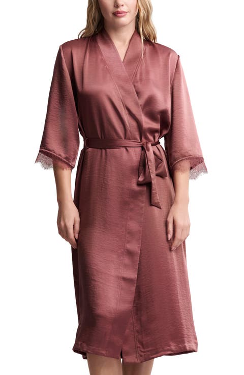 Liquid Lace Trim Satin Robe
