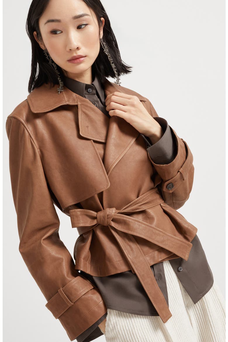 Vintage nappa Crop trenchcoat, Alternate, color, Leather