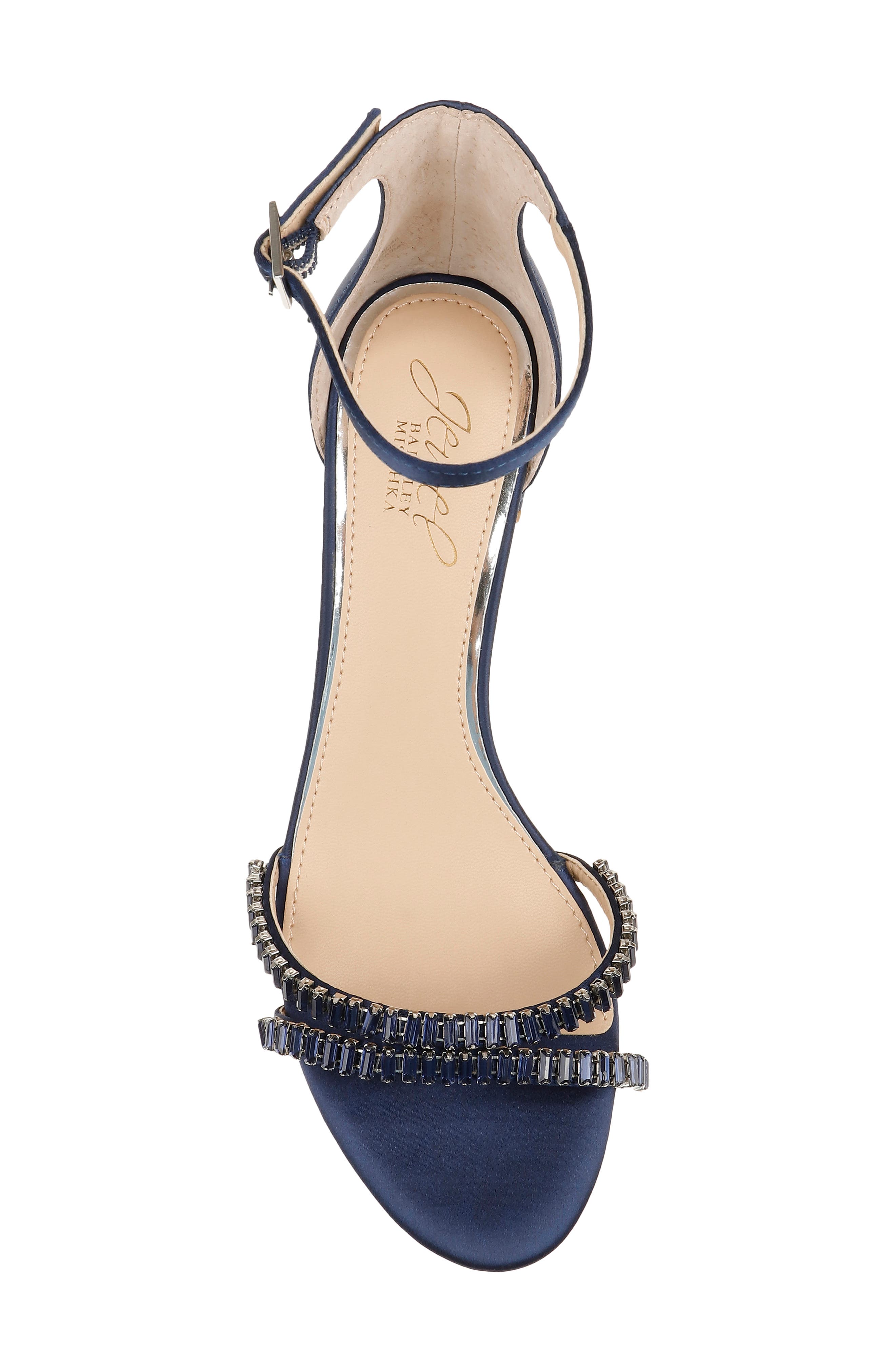 Jewel Badgley Mischka Joanne Embellished Block Heel Sandal, Alternate, color, Navy