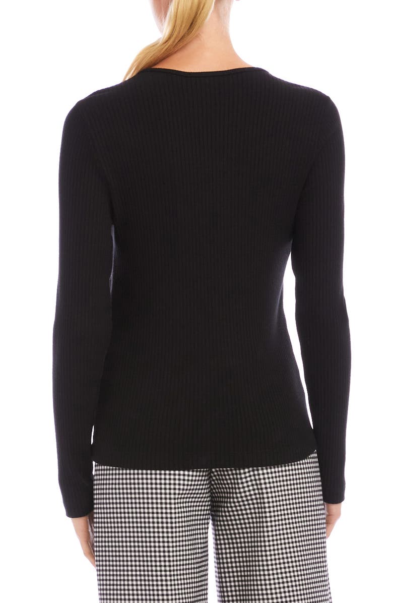 Karen Kane Rib Knit Half Placket Top, Alternate, color, Black