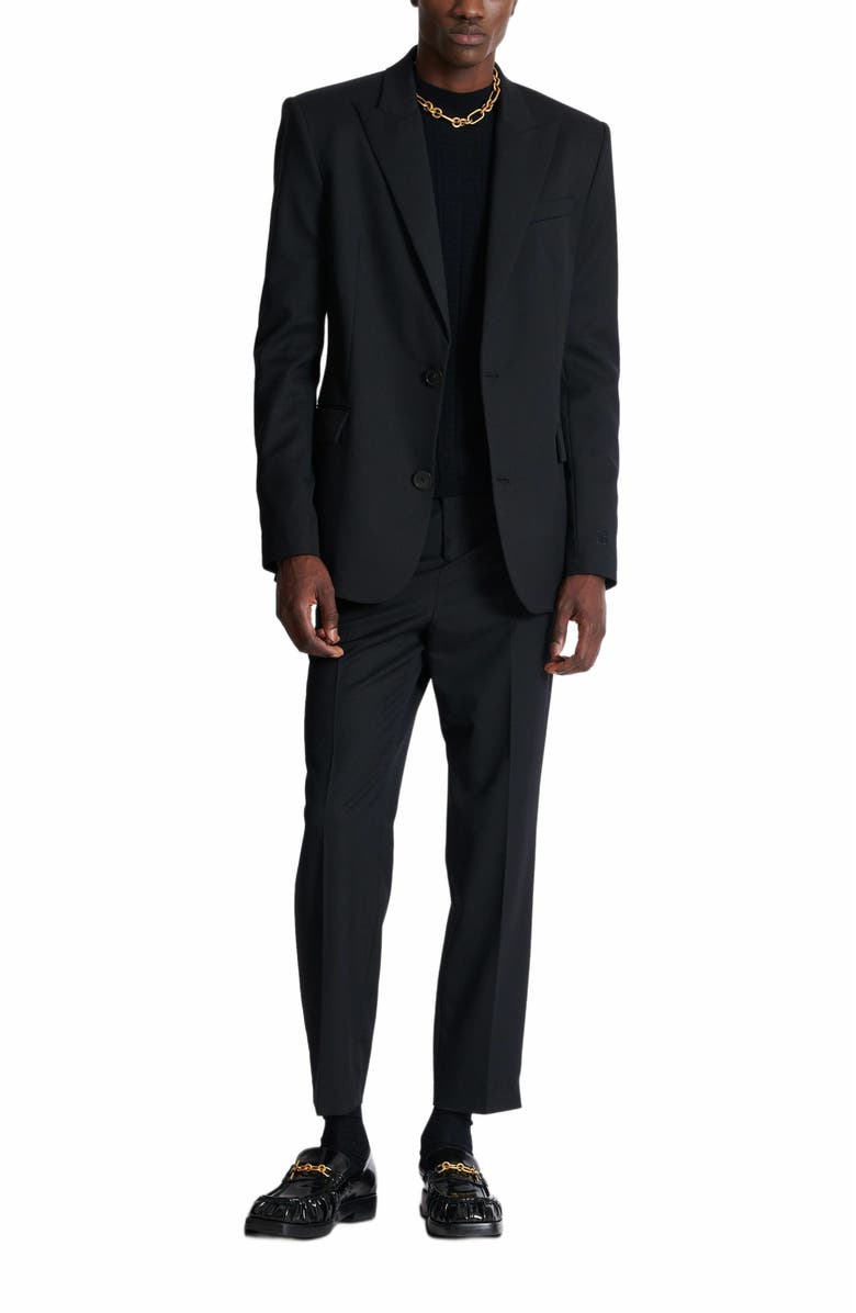 Balmain Silk And Cotton Knit Pb Jumper, Alternate, color, Black