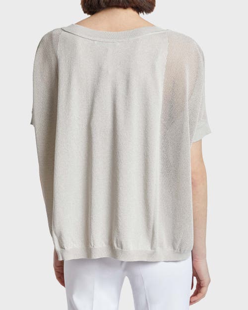 Santorelli Levi Short Sleeve Mesh Knit With Lurex In Beige