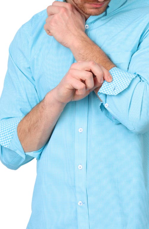 TAILORBYRD TAILORBYRD MICRO GINGHAM STRETCH COTTON BUTTON-UP SHIRT 