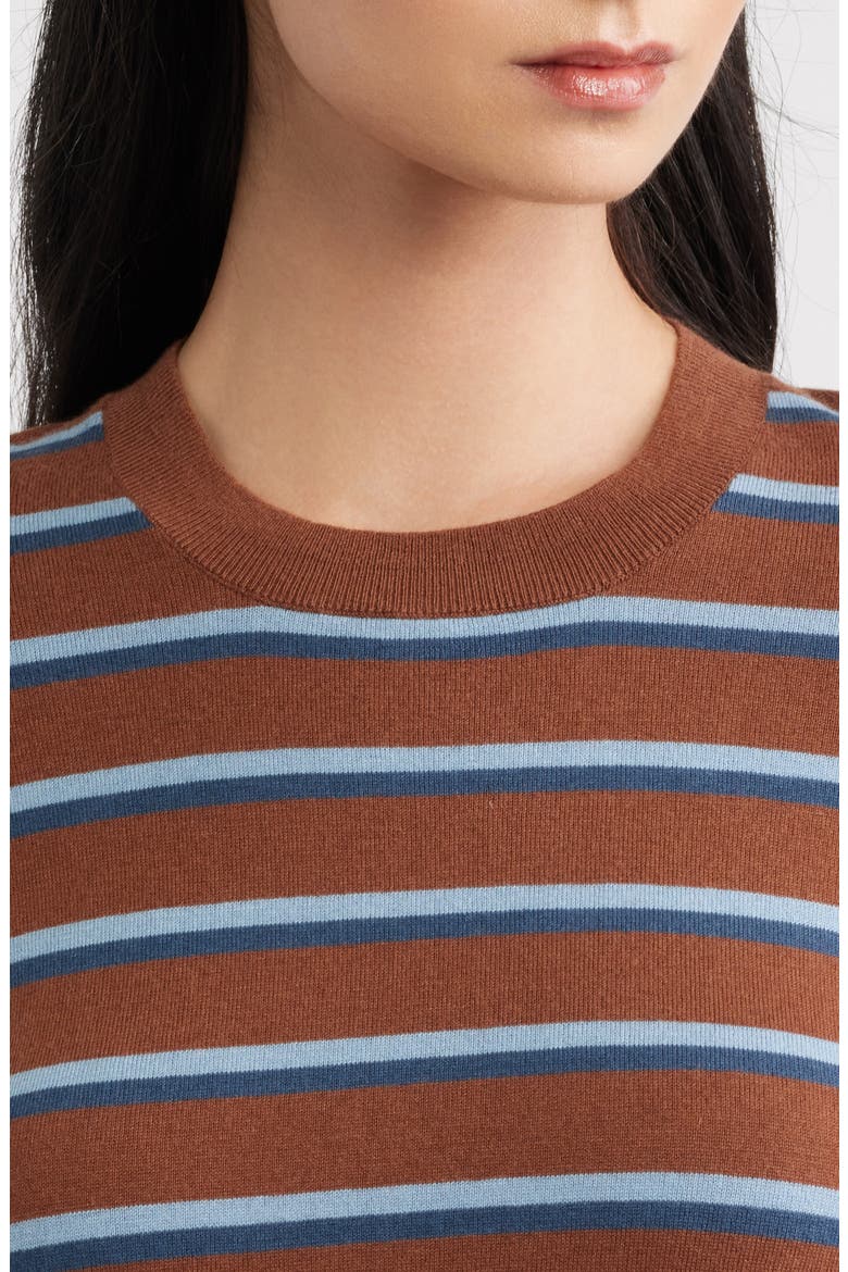 Davie Cotton & Cashmere Stripe Sweater, Alternate, color, MOCHA STRIPE