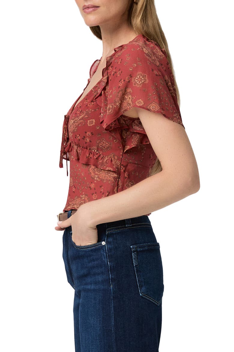 Mirasol Ruffle Silk Top, Alternate, color, CARMINE RED MULTI