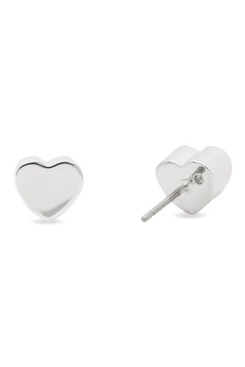 heart stud earrings, Alternate, color, SILVER