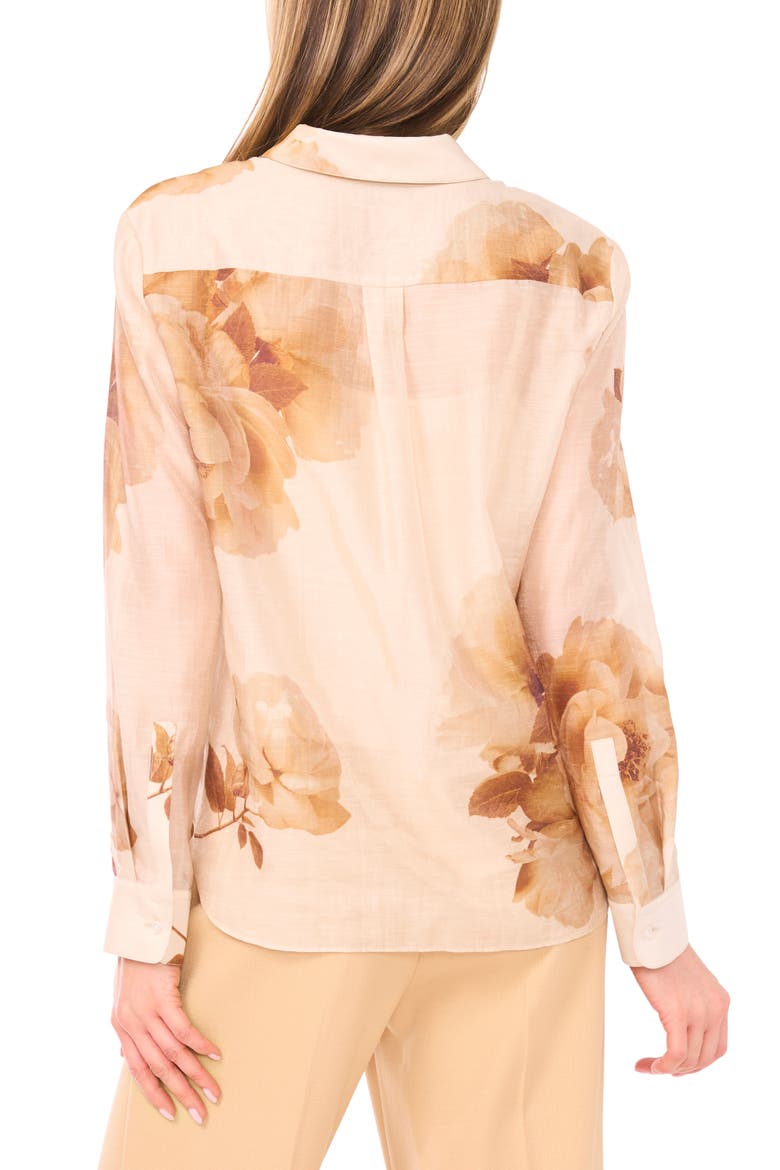Avery Floral Long Sleeve Shirt, Alternate, color, BISCOTTI BEIGE
