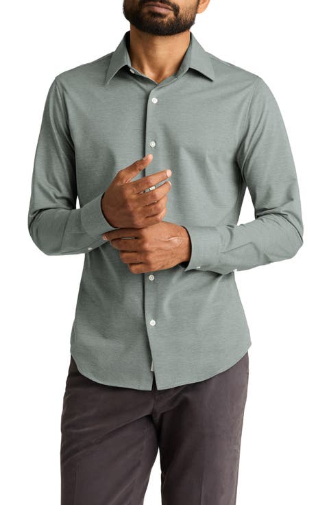 Wear to Work Slim Fit Cotton Blend Piqué Performance Button-Up Shirt