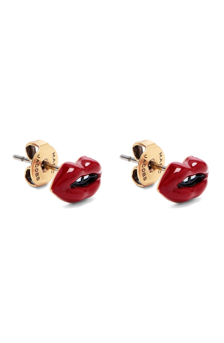 Marc Jacobs Lips Stud Earrings, Alternate, color, Gold/ Red
