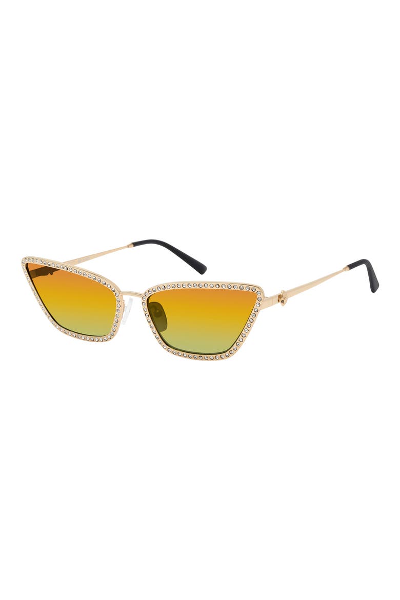 58mm Cat Eye Sunglasses, Alternate, color, GOLD/ RAINNBOW FL