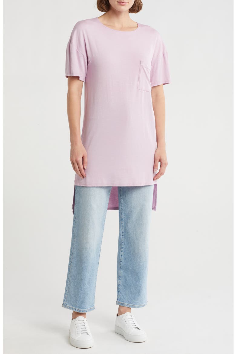 Short Sleeve High-Low Tunic Top, Main, color, LAVENDAR