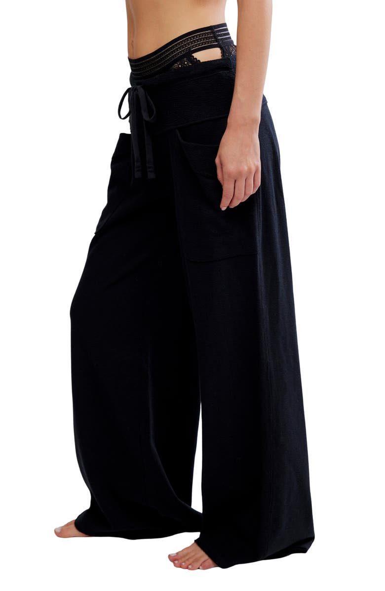 Free People Staycation Lounge Pants, Alternate, color, Black
