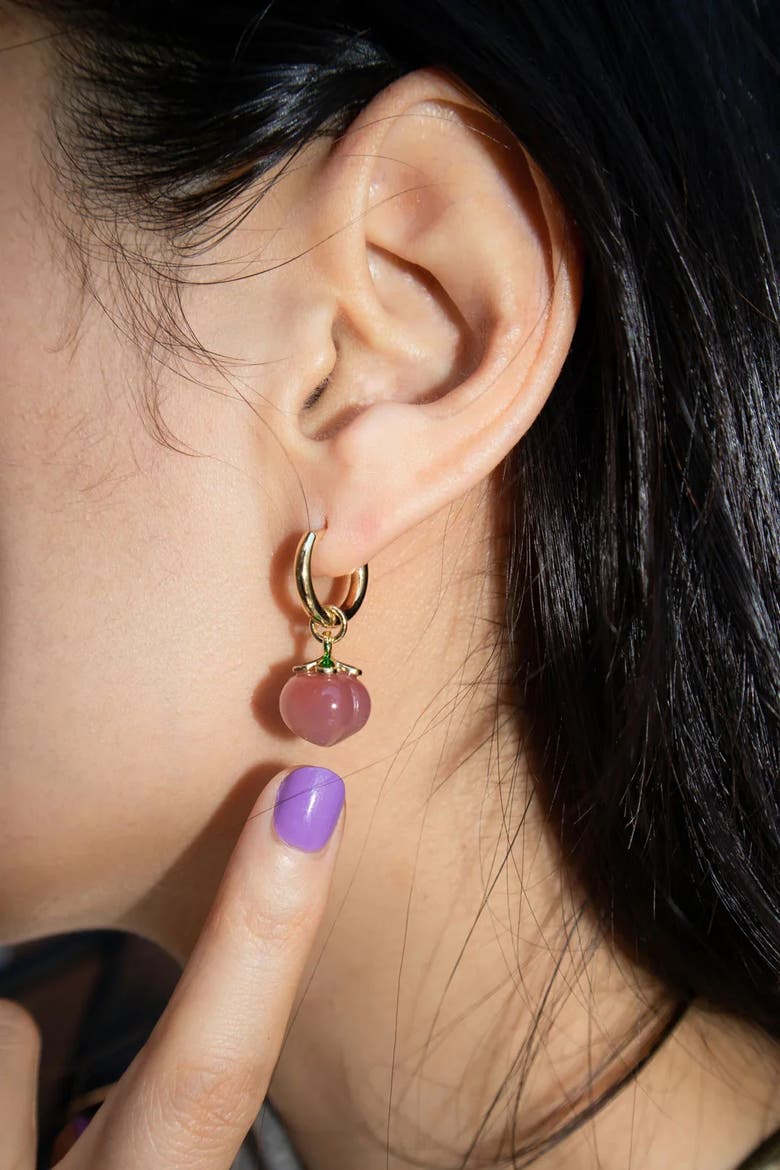 Harvest Agate Charm Earrings in Peach, Alternate, color, Pink
