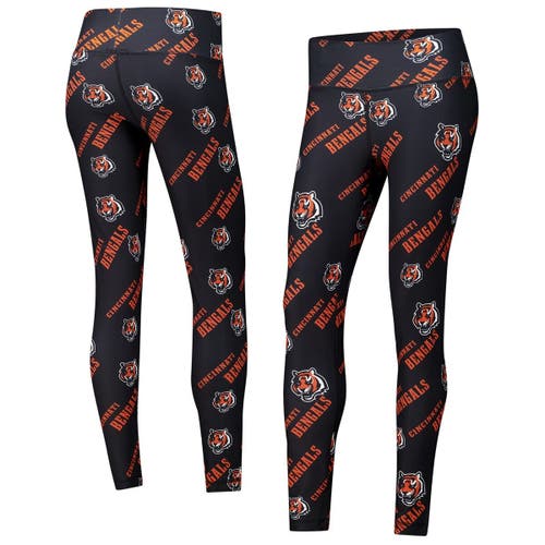 Concepts Sport Black Cincinnati Bengals Breakthrough Allover Print Knit Sleep Leggings In Black