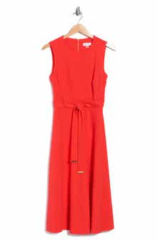 Self Belt A-Line Midi Dress
