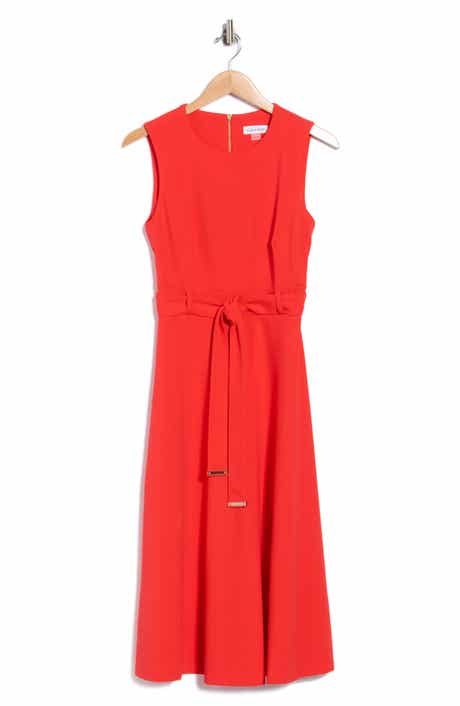 Self Belt A-Line Midi Dress