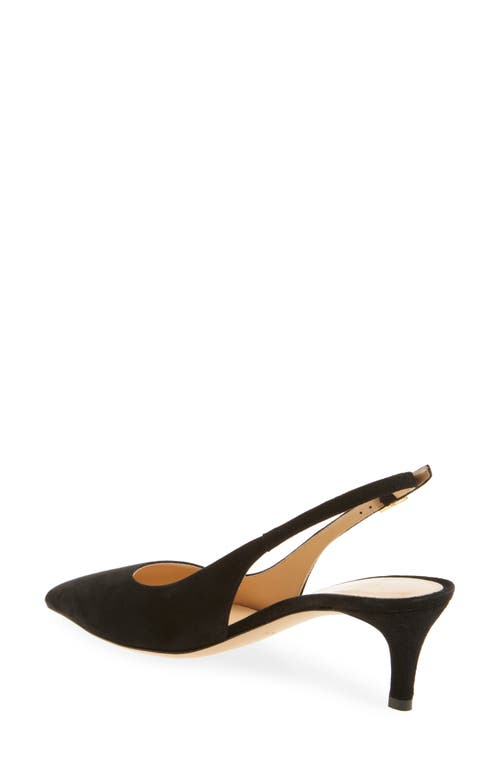 Ann Mashburn Kitten Heel Slingback Pump In Black Suede