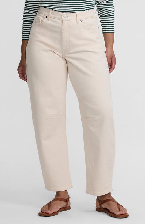 Soft Denim Relaxed Barrel Leg Ankle Jeans