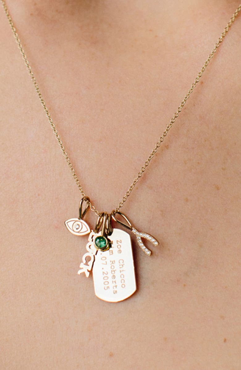 Zoë Chicco Bezel Set Emerald Charm, Alternate, color, Yellow Gold