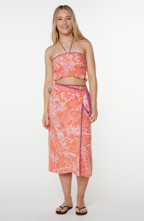 Roxy Marcella Floral Crop Halter Top In Purple