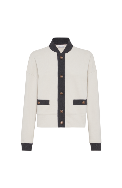 Brunello Cucinelli Smooth French Terry Cardigan-style Top