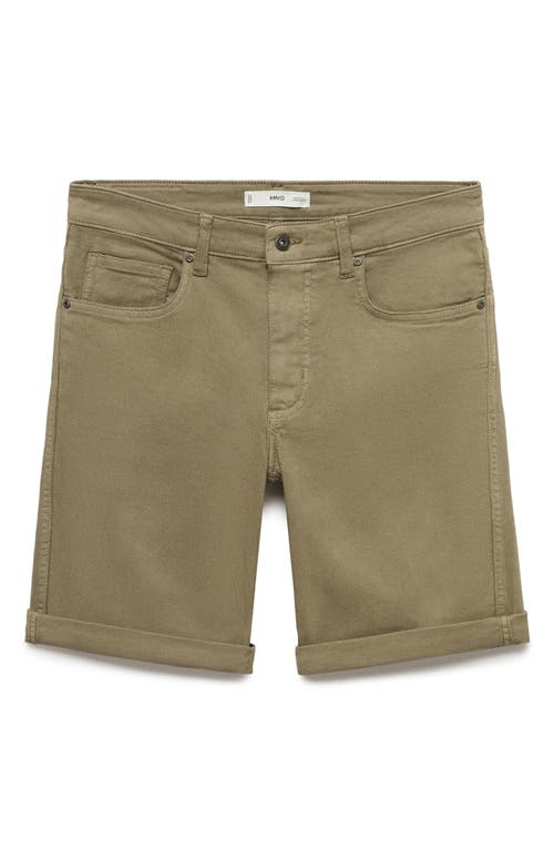 Mango Denim Bermuda Shorts In Green