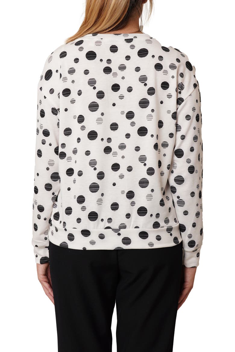 Drop Shoulder Dot French Terry Sweater, Alternate, color, BONE/ BLACK