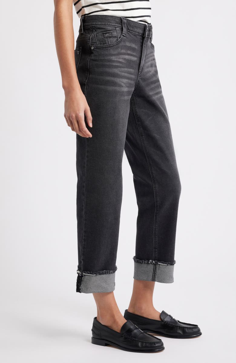 Wit & Wisdom High Waist Fray Hem Jeans, Alternate, color, Washed Black Artisanal