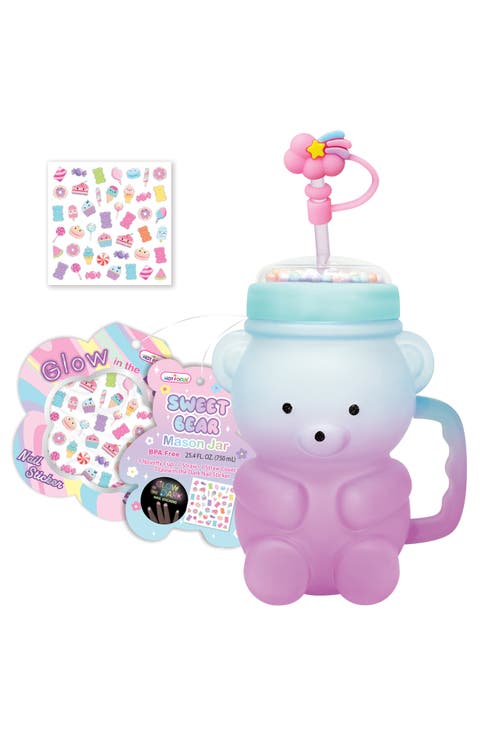 Kids' Sweet Bear Mason Jar & Sticker Set