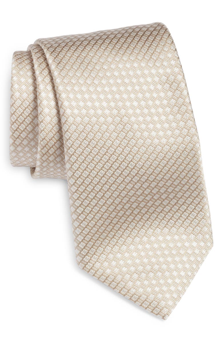 Canali Solid Silk Tie, Main, color, Beige