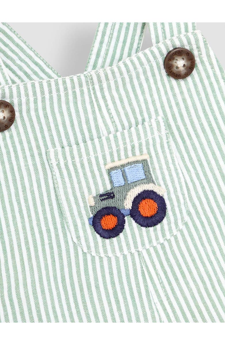 JOJO MAMAN BEBE Tractor Embroidered Overalls, Alternate, color, Green