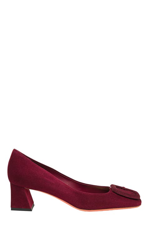 Suede low-heel pump
