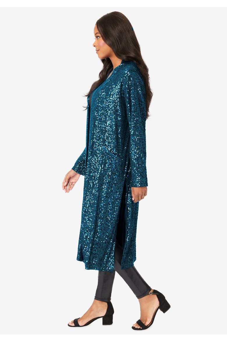 Plus Size Sequin Duster, Alternate, color, VINTAGE LAVENDER