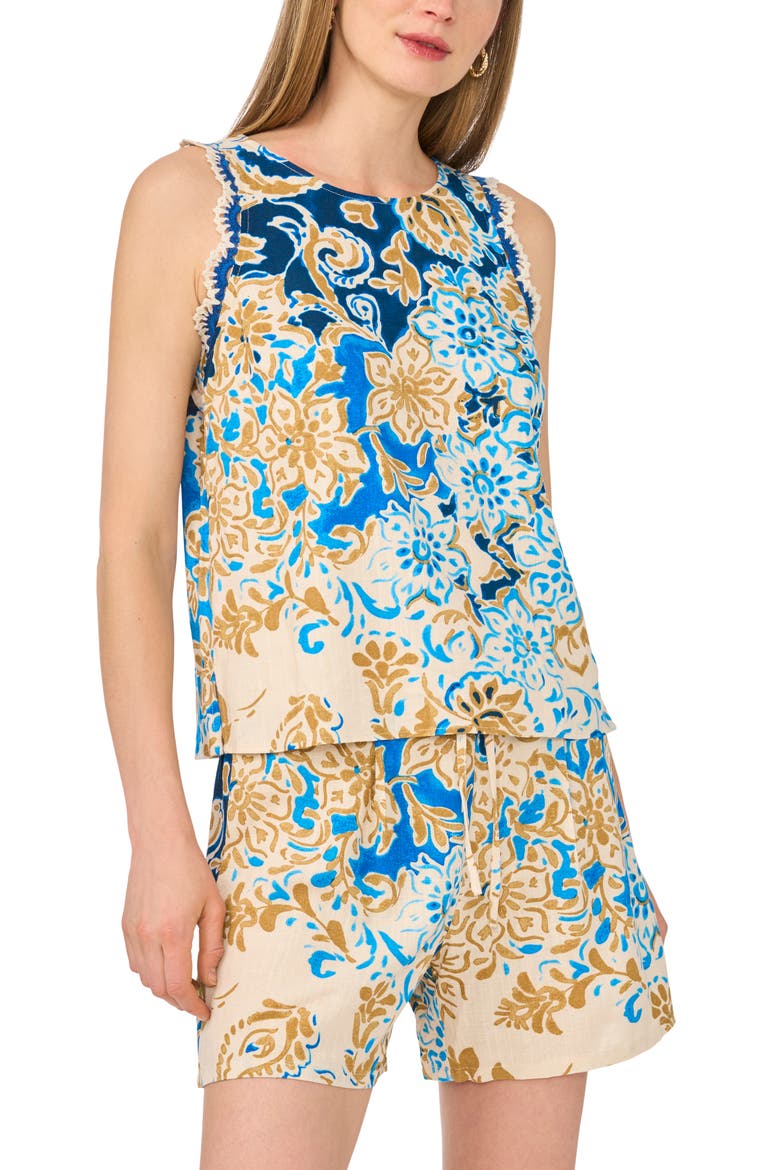 Floral Pull-On Shorts, Alternate, color, SEPIA TAN